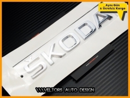 Skoda Bagaj Yazı Skoda Logo Amblem Skoda Bagaj Yazı Skoda Logo Amblem