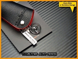Mercedes 3D Gerçek Deri Kırmızı AMG Logo Amblem Anahtarlık Mercedes 3D Gerçek Deri Kırmızı AMG Logo Amblem Anahtarlık
