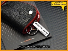 Mercedes 3D Gerçek Deri Kırmızı AMG Logo Amblem Anahtarlık Mercedes 3D Gerçek Deri Kırmızı AMG Logo Amblem Anahtarlık