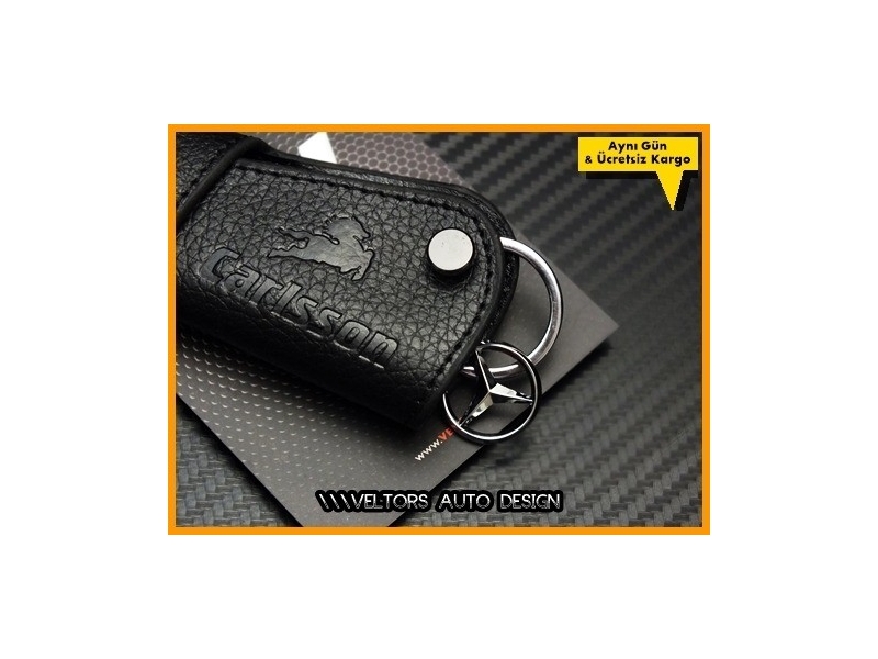 Mercedes Carlsson Logo Amblem Gerçek Deri Anahtarlık