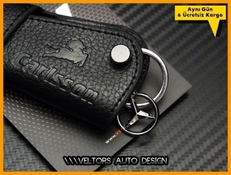 Mercedes Carlsson Logo Amblem Gerçek Deri Anahtarlık