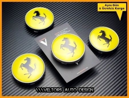 Ferrari Logo Amblem Jant Göbek Kapak Seti