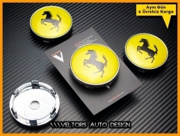 Ferrari Logo Amblem Jant Göbek Kapak Seti