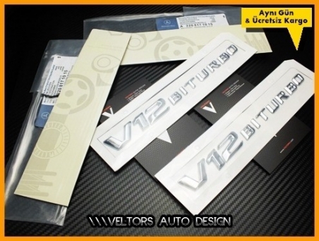 Mercedes V12 Biturbo Yan Logo Amblem Seti