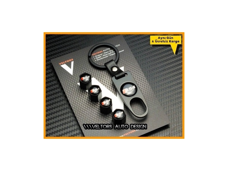 Audi RS4 Logo Amblem Anahtarlık Sibop Kapak Seti