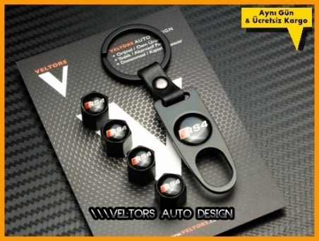 Audi RS4 Logo Amblem Anahtarlık Sibop Kapak Seti