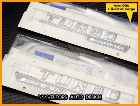 Mercedes Orjinal Turbo AMG Yan Çamurluk Logo Amblem Seti