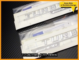 Mercedes Orjinal Turbo AMG Yan Çamurluk Logo Amblem Seti Mercedes Orjinal Turbo AMG Yan Çamurluk Logo Amblem Seti