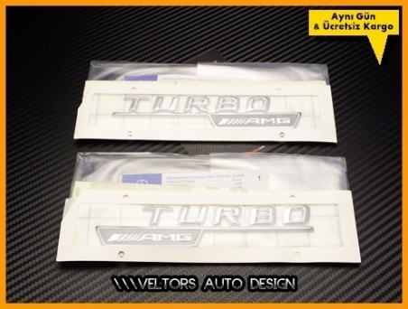 Mercedes Orjinal Turbo AMG Yan Çamurluk Logo Amblem Seti
