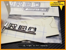 Mercedes Orjinal Turbo AMG Yan Çamurluk Logo Amblem Seti Mercedes Orjinal Turbo AMG Yan Çamurluk Logo Amblem Seti