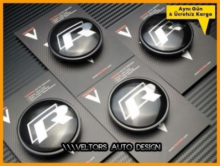 VW R Line Logo Amblem R Jant Göbeği Göbek Kapak Seti