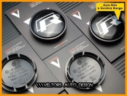 VW R Line Logo Amblem R Jant Göbeği Göbek Kapak Seti