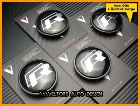 VW R Line Logo Amblem R Jant Göbeği Göbek Kapak Seti