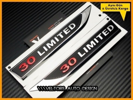 Skoda 3.0 Limited Yan Logo Amblem Seti