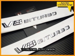 Mercedes V8 Biturbo Yan Logo Amblem Seti