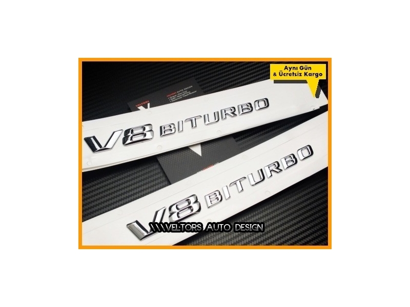 Mercedes V8 Biturbo Yan Logo Amblem Seti Mercedes V8 Biturbo Yan Logo Amblem Seti