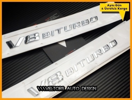 Mercedes V8 Biturbo Yan Logo Amblem Seti