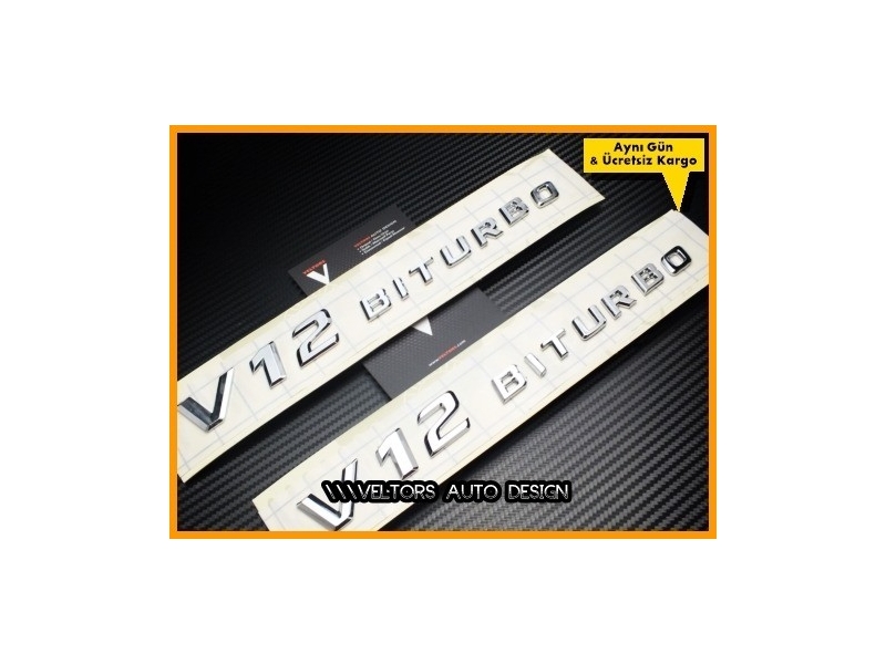 Mercedes V12 Biturbo Yan Logo Amblem Seti Mercedes V12 Biturbo Yan Logo Amblem Seti