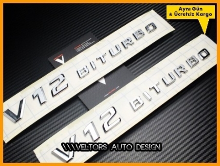 Mercedes V12 Biturbo Yan Logo Amblem Seti