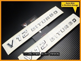 Mercedes V12 Biturbo Yan Logo Amblem Seti Mercedes V12 Biturbo Yan Logo Amblem Seti