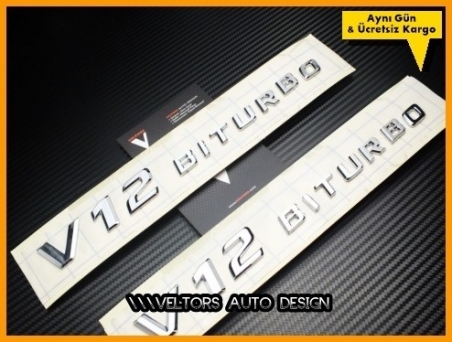 Mercedes V12 Biturbo Yan Logo Amblem Seti