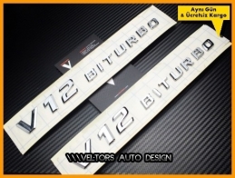 Mercedes V12 Biturbo Yan Logo Amblem Seti Mercedes V12 Biturbo Yan Logo Amblem Seti