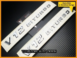 Mercedes V12 Biturbo Yan Logo Amblem Seti Mercedes V12 Biturbo Yan Logo Amblem Seti