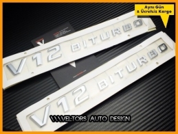 Mercedes V12 Biturbo Yan Logo Amblem Seti Mercedes V12 Biturbo Yan Logo Amblem Seti