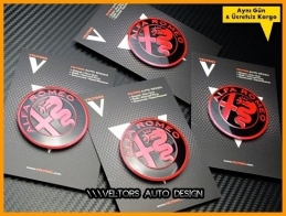 Alfa Romeo Jant Göbeği Göbek Kapak Logo Amblem Seti