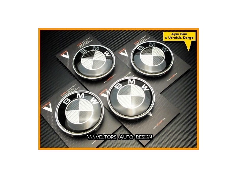 BMW Carbon Logo Amblem Jant Göbeği BMW Göbek Kapak Seti BMW Carbon Logo Amblem Jant Göbeği BMW Göbek Kapak Seti