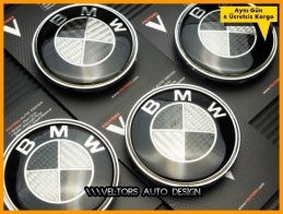 BMW Carbon Logo Amblem Jant Göbeği BMW Göbek Kapak Seti BMW Carbon Logo Amblem Jant Göbeği BMW Göbek Kapak Seti
