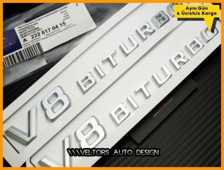 Mercedes V8 Biturbo Yan Logo Amblem Seti
