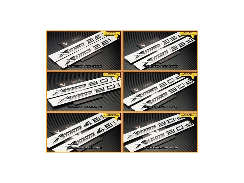 BMW X Drive Yan Çamurluk Kapı Logo Amblem Seti