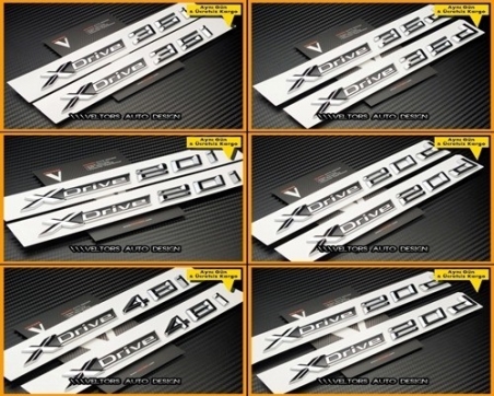 BMW X Drive Yan Çamurluk Kapı Logo Amblem Seti