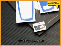 BMW M Mavi Anahtarlık Kumanda Çerçeve Logo Amblem Seti