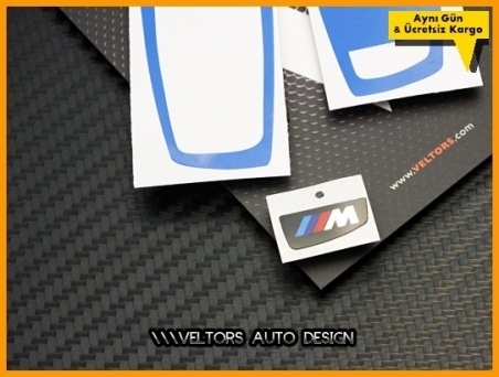 BMW M Mavi Anahtarlık Kumanda Çerçeve Logo Amblem Seti