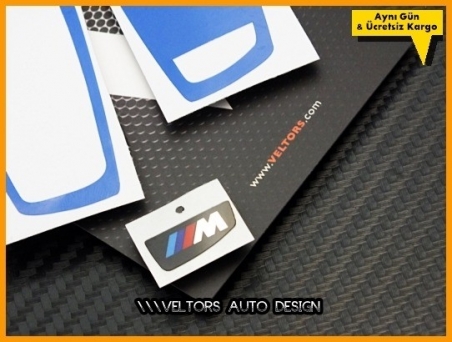 BMW M Mavi Anahtarlık Kumanda Çerçeve Logo Amblem Seti