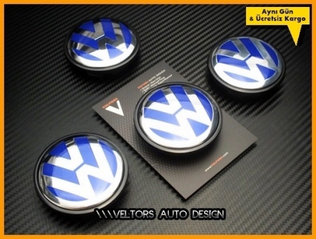 VW Mavi Logo Amblem Jant Göbeği Göbek Kapak Seti