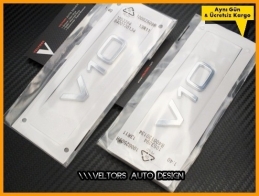 Audi Orjinal V10 Çamurluk Yazı Logo Amblem Seti Audi Orjinal V10 Çamurluk Yazı Logo Amblem Seti
