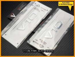 Audi Orjinal V10 Çamurluk Yazı Logo Amblem Seti Audi Orjinal V10 Çamurluk Yazı Logo Amblem Seti