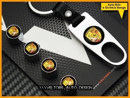 Porsche Logo Amblem Anahtarlık Sibop Kapak Seti