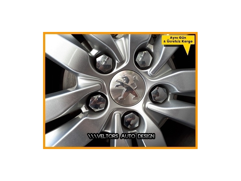 Peugeot Logo Amblem Jant Göbeği Göbek Kapak Seti