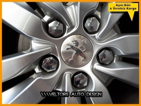 Peugeot Logo Amblem Jant Göbeği Göbek Kapak Seti