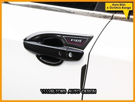 Honda Civic FC5 Logo Amblem İç Dış Karbon Araç Kapı Kol Seti