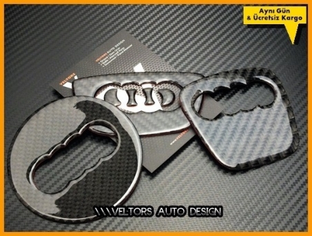 Audi Carbon / Karbon Airbag Direksiyon Logo Amblem Kaplama Seti