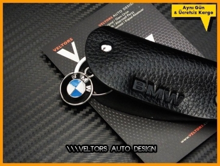 BMW Gerçek Deri BMW Logo Amblem Anahtarlık