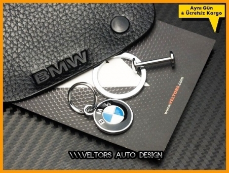 BMW Gerçek Deri BMW Logo Amblem Anahtarlık