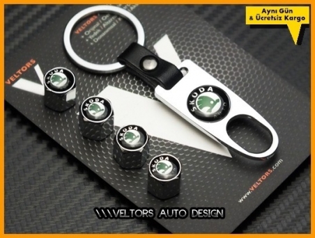 Skoda Logo Amblem Anahtarlık Sibop Kapak Seti