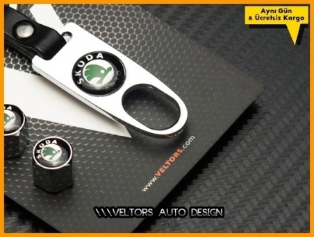 Skoda Logo Amblem Anahtarlık Sibop Kapak Seti