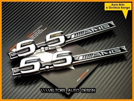 Mercedes 5.5 AMG Yan Yazı Logo Amblem Seti